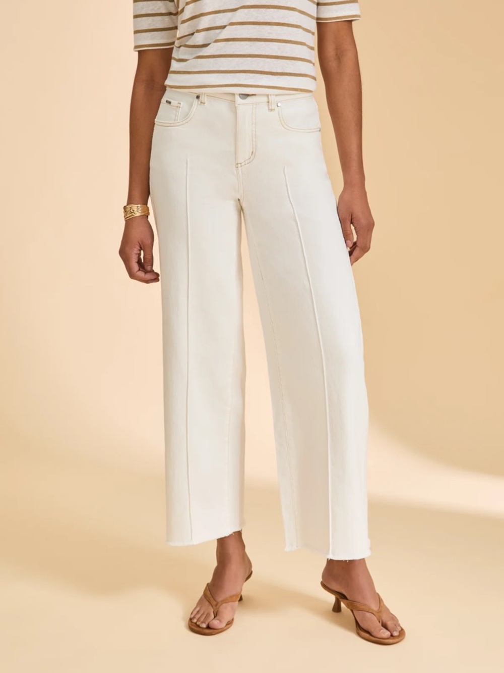 FDJ French Dressing Jean Olivia Wide Leg Ankle Denim Ivory summer Jean size 2